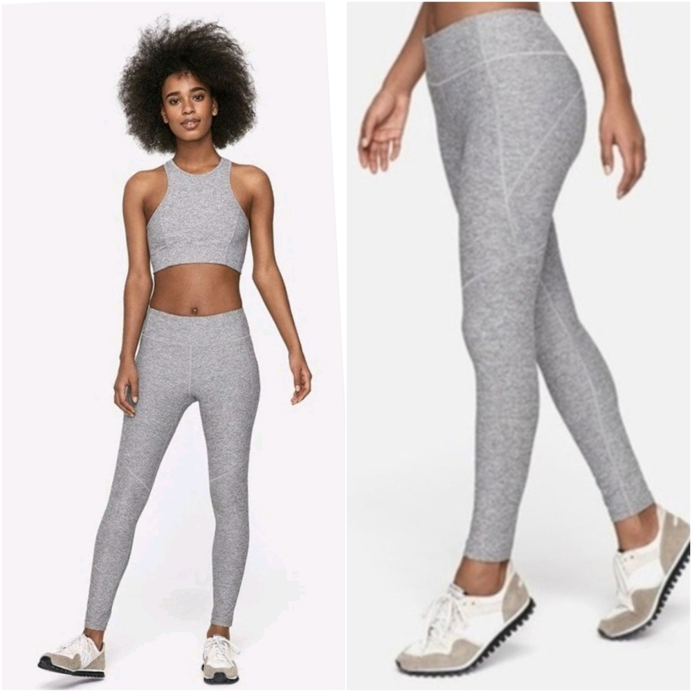 Outdoor Voices Marled Ash Activewear Set Athena Crop Top Warmup Legging XS/S